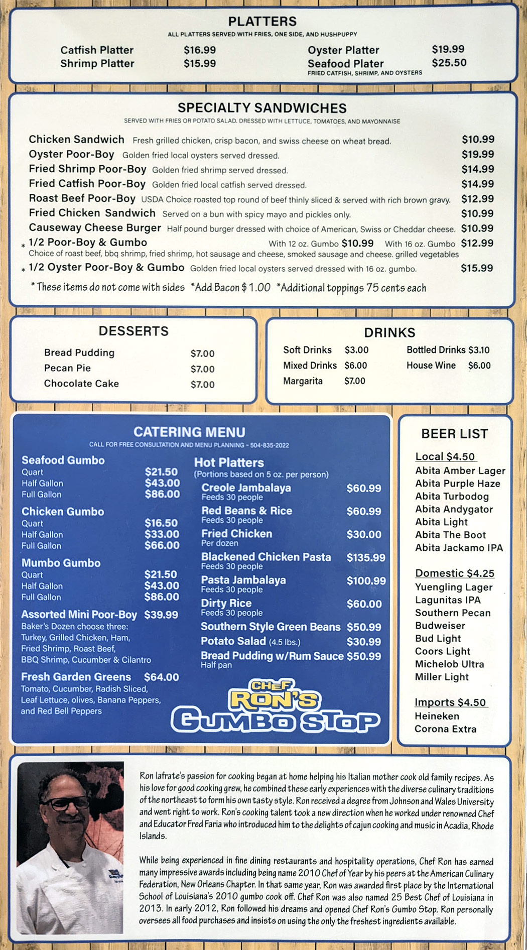 Chef Rons Gumbo Stop Menu Page 2